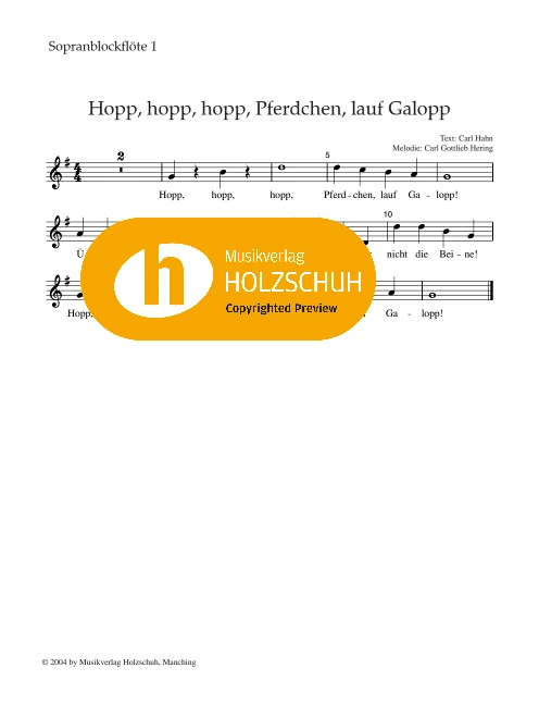 Hopp, hopp, hopp, Pferdchen, lauf Galopp